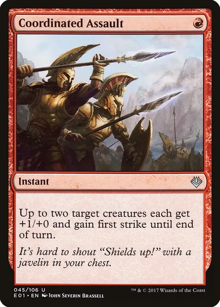 Coordinated Assault, Magic card E01 45 — Archenemy: Nicol Bolas set