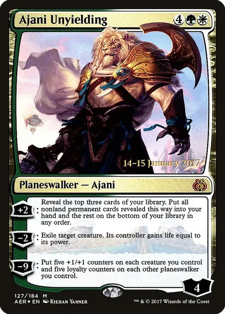 Ajani Unyielding, Magic card PAER 127s — Aether Revolt Promos set