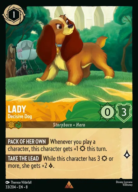 Lady - Decisive Dog, Disney Lorcana card CH8-033 — The Reign of Jafar set