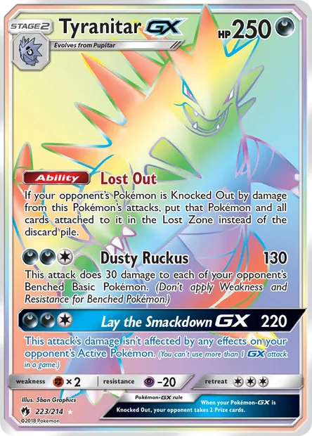 Tyranitar GX, Pokémon card LOT 223 — Lost Thunder set