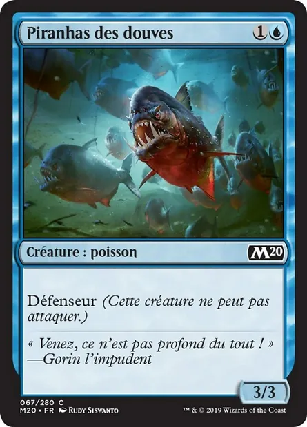 Piranhas des douves, carte Magic M20 67 — extension Core Set 2020