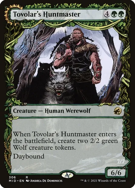 Maître-chasseur de Tovolar // Chef de meute de Tovolar, carte Magic MID 306 — extension Innistrad : chasse de minuit