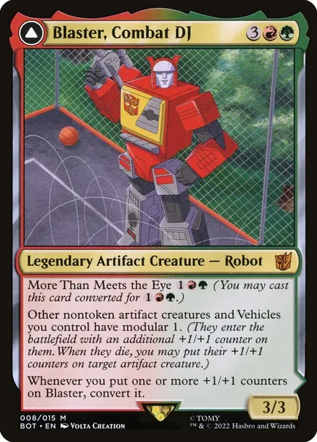 Blaster, Combat DJ // Blaster, Morale Booster, Magic card BOT 8 — Transformers set