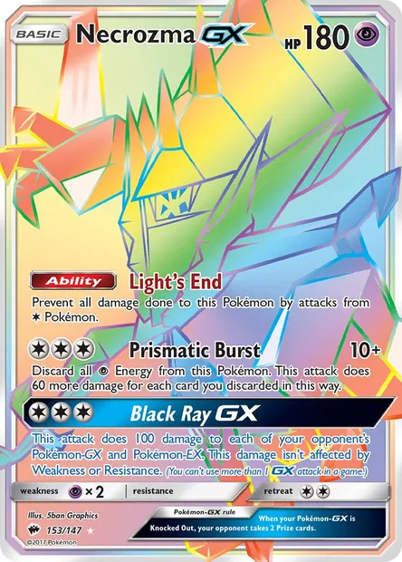Necrozma GX, Pokémon card BUS 153 — Burning Shadows set