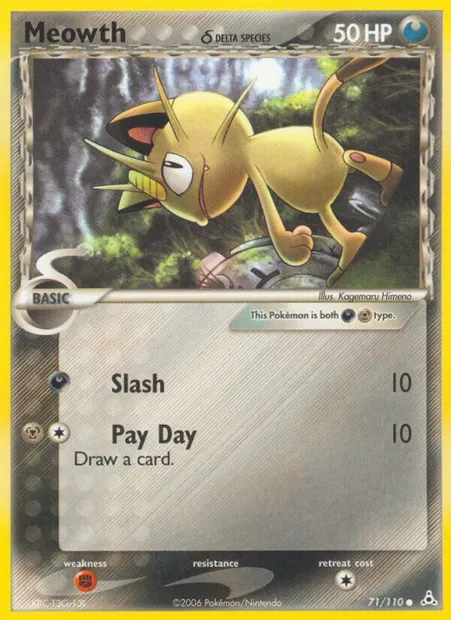 Meowth δ, Pokémon card HP 71 — Holon Phantoms set