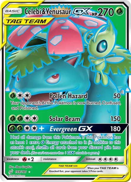 Celebi & Venusaur GX, Pokémon card TEU 159 — Team Up set