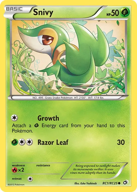 Snivy, Pokémon card LTR RC1 — Legendary Treasures set