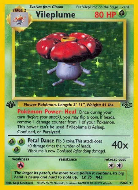 Vileplume, Pokémon card JU 15 — Jungle set