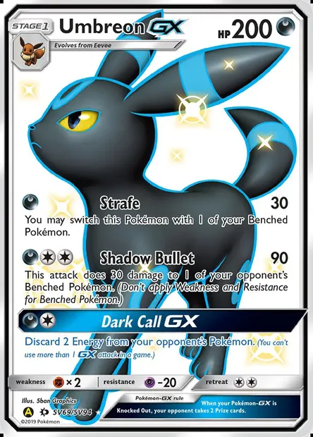Noctali-GX, carte Pokémon SMA SV69 — extension Destinées Occultes Coffre Étincelant