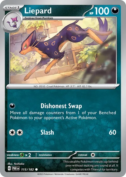 Liepard, Pokémon card PAR 115 — Paradox Rift set