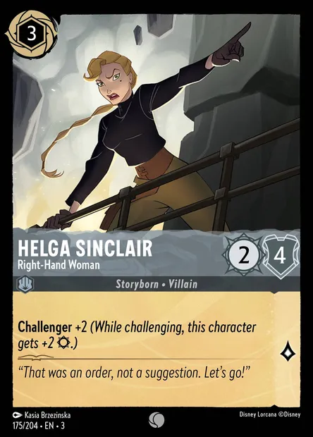 Helga Sinclair - Right-Hand Woman, Disney Lorcana card CH3-175 — Into the Inklands set