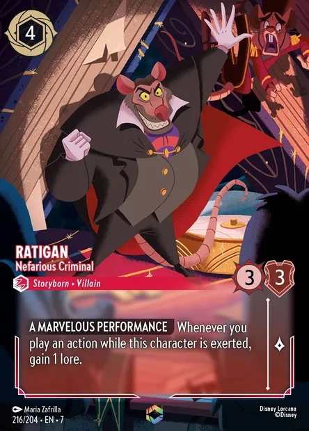 Ratigan - Nefarious Criminal, Disney Lorcana card CH7-216 — Archazia's Island set