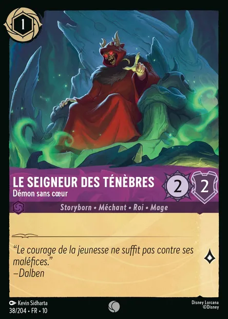 Le Seigneur des Ténèbres - Démon sans cœur, carte Disney Lorcana CH10-038 — extension Lueurs dans les Profondeurs