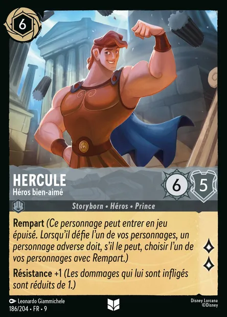 Hercule - Héros bien-aimé, carte Disney Lorcana CH9-186 — extension Fabuleux