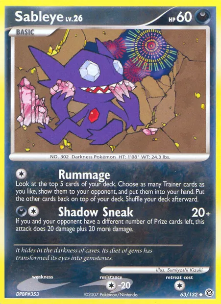 Sableye, Pokémon card SW 63 — Secret Wonders set