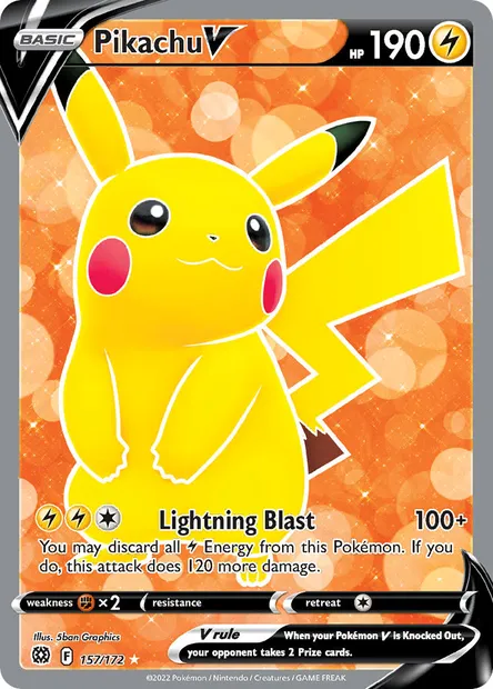 Pikachu V, Pokémon card BRS 157 — Brilliant Stars set
