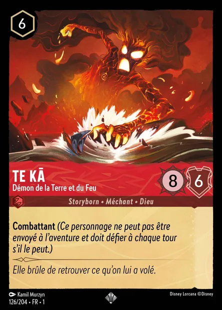 Te Kā - Démon de la Terre et du Feu, carte Disney Lorcana CH1-126 — extension Premier Chapitre