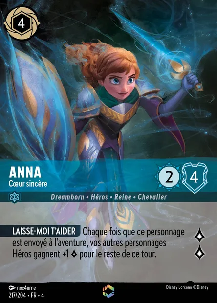 Anna - Cœur sincère, carte Disney Lorcana CH4-217 — extension Le Retour d'Ursula