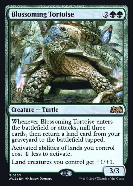 Blossoming Tortoise, Magic card PWOE 163s — Wilds of Eldraine Promos set