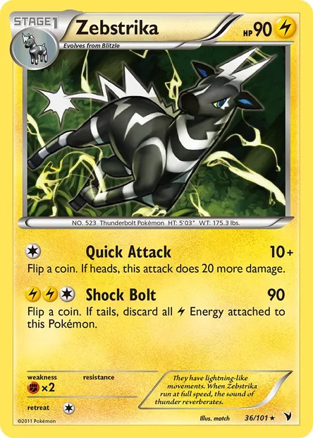 Zebstrika, Pokémon card NVI 36 — Noble Victories set