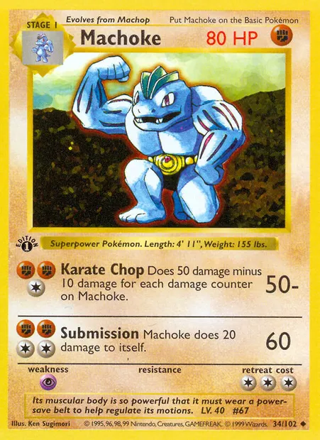 Machoke, Pokémon card BS 34 — Base Set set