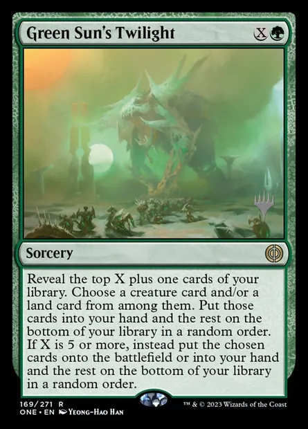 Crépuscule de Vertsoleil, carte Magic PONE 169p — extension Phyrexia: All Will Be One Promos