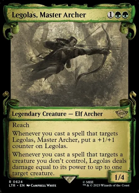 Legolas, maître archer, carte Magic LTR 624 — extension Le Seigneur des Anneaux : chroniques de la Terre du Milieu
