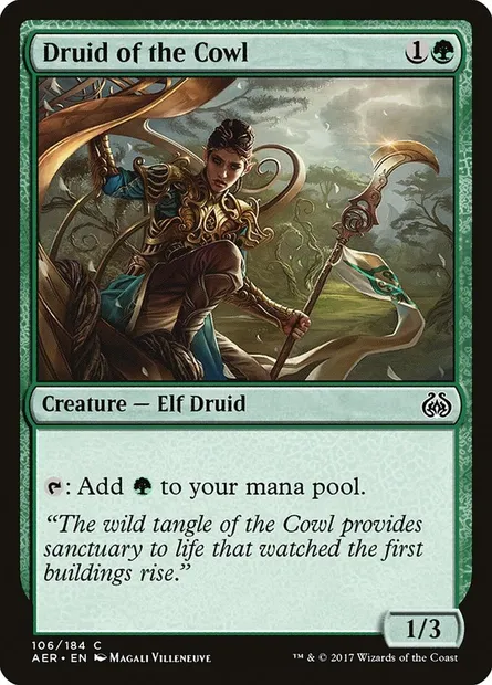 Druid of the Cowl, Magic card AER 106 — Aether Revolt set