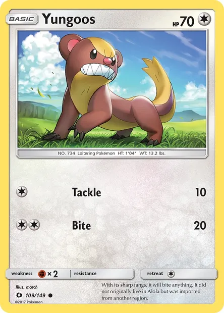 Yungoos, Pokémon card SUM 109 — Sun & Moon set