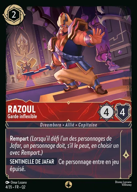 Razoul - Garde inflexible, carte Disney Lorcana Q2-004 — extension Quête des Illumineurs: Vol au palais