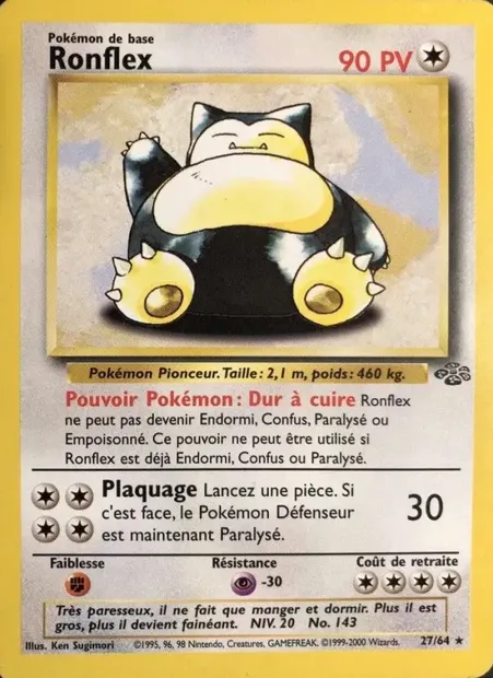 Ronflex, carte Pokémon JU 27 — extension Jungle