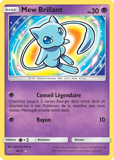 Mew Brillant, carte Pokémon SLG 40 — extension Légendes Brillantes