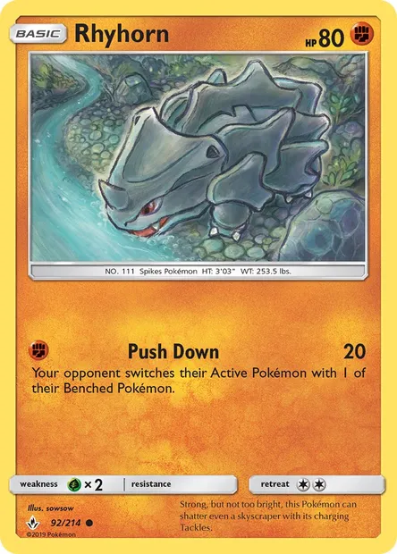 Rhyhorn, Pokémon card UNB 92 — Unbroken Bonds set