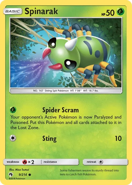 Spinarak, Pokémon card LOT 9 — Lost Thunder set
