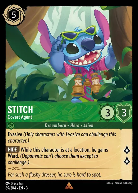 Stitch - Covert Agent, Disney Lorcana card CH3-089 — Into the Inklands set