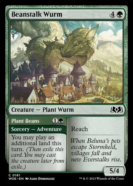 Beanstalk Wurm // Plant Beans, Magic card WOE 161 — Wilds of Eldraine set