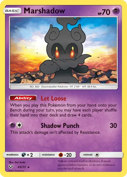 Marshadow, Pokémon card SLG 45 — Shining Legends set