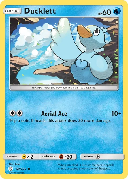 Ducklett, Pokémon card CEC 59 — Cosmic Eclipse set