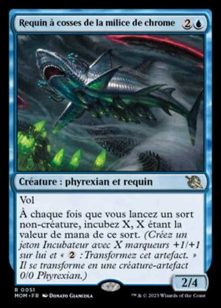 Requin à cosses de la milice de chrome, carte Magic MOM 51 — extension L'invasion des machines