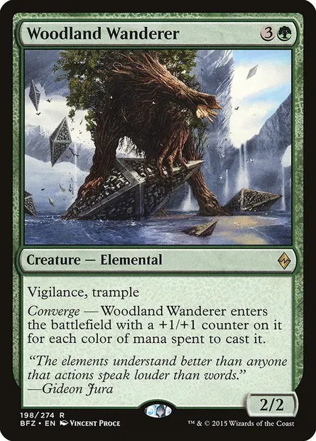 Woodland Wanderer, Magic card BFZ 198 — Battle for Zendikar set