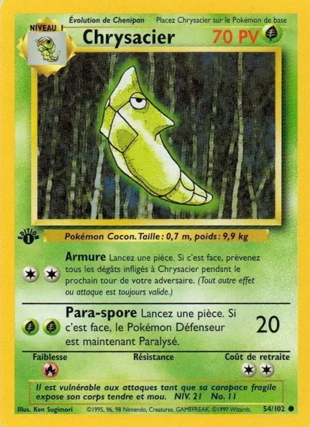 Chrysacier, carte Pokémon BS 54 — extension Set de Base
