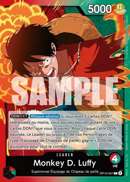 Monkey D. Luffy, carte One Piece OP13-001 — extension SUCCESSEURS