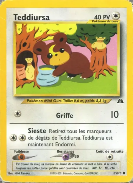 Teddiursa, carte Pokémon ND 65 — extension Neo Discovery