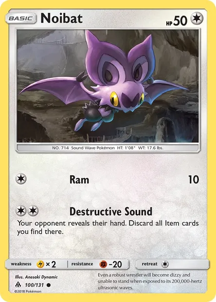 Noibat, Pokémon card FLI 100 — Forbidden Light set