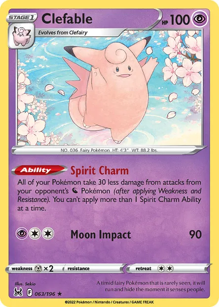 Clefable, Pokémon card LOR 063 — Lost Origin set