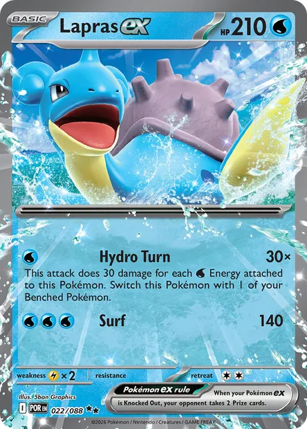 Lapras ex, Pokémon card POR 022 — Perfect Order set