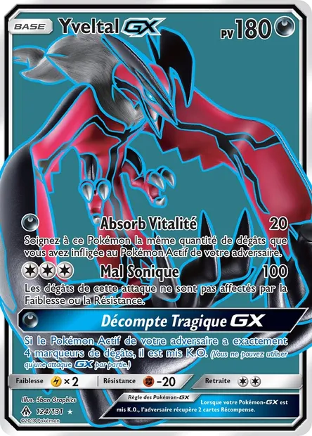 Yveltal GX, carte Pokémon FLI 124 — extension Lumière Interdite