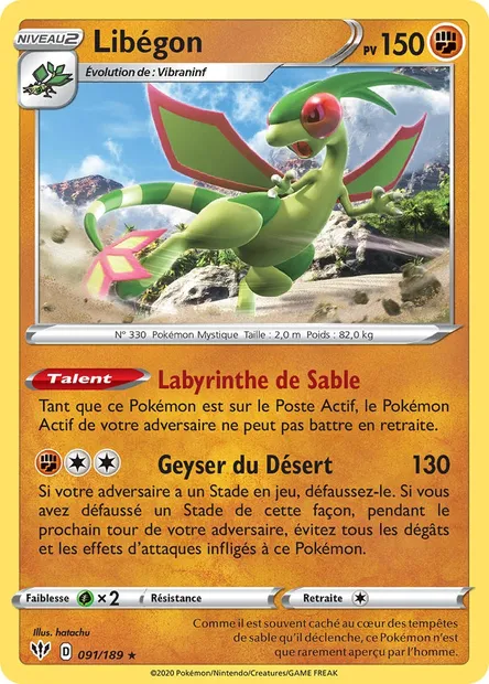 Libégon, carte Pokémon DAA 91 — extension Ténèbres Embrasées