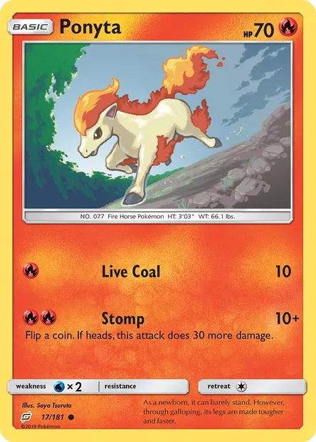 Ponyta, Pokémon card TEU 17 — Team Up set