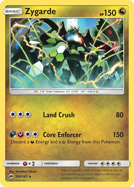 Zygarde, Pokémon card BUS 100 — Burning Shadows set